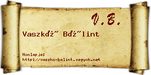 Vaszkó Bálint névjegykártya