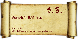 Vaszkó Bálint névjegykártya